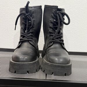 Black Lace-Up Combat Boots
